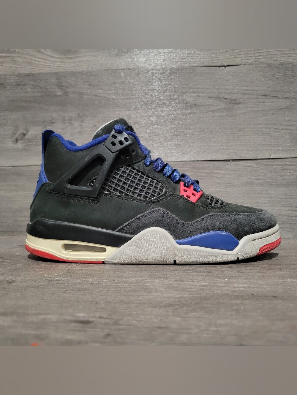 Jordan retro 4 Mens Size 7 (7y) Rare Air Black Blue Red Gray Suede IB4171-003